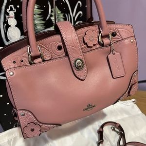 Coach Tea Rose Willow Mercer Dusty Rose Satchel Leather